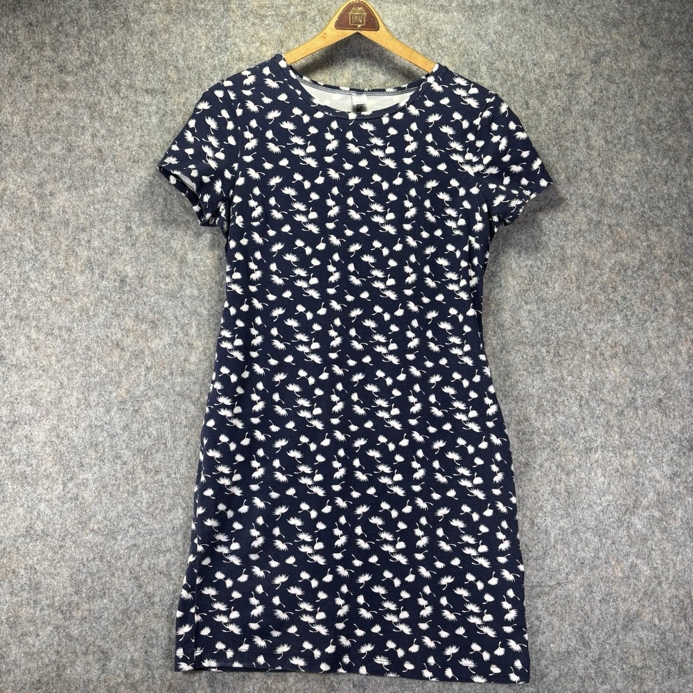 Old Navy Women's Short Sleeve Bodycon Midi Stretch Dress Navy‎ Blue & White Sz M